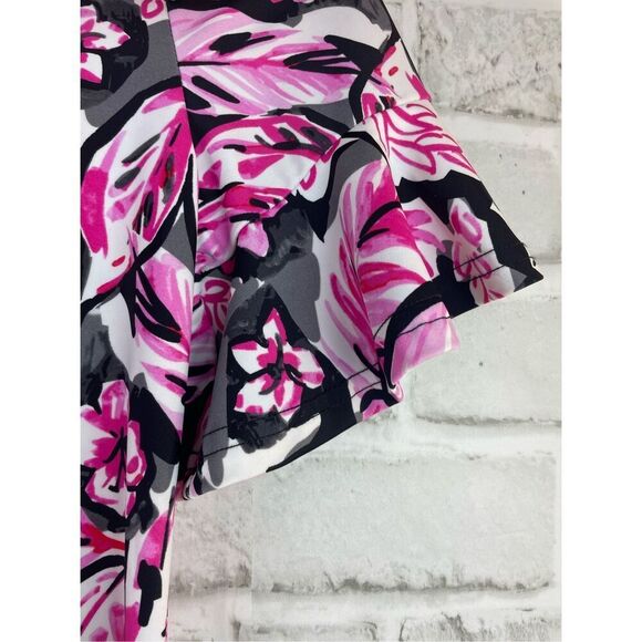 Aryeh NWT Women's Pink Black Floral Print Activewear Dress Sz Small - Picture 5 of 5